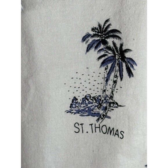 HS Natural Collections White Palm St Thomas Large Tropical Button Up Men’s Shirt - Picture 2 of 9